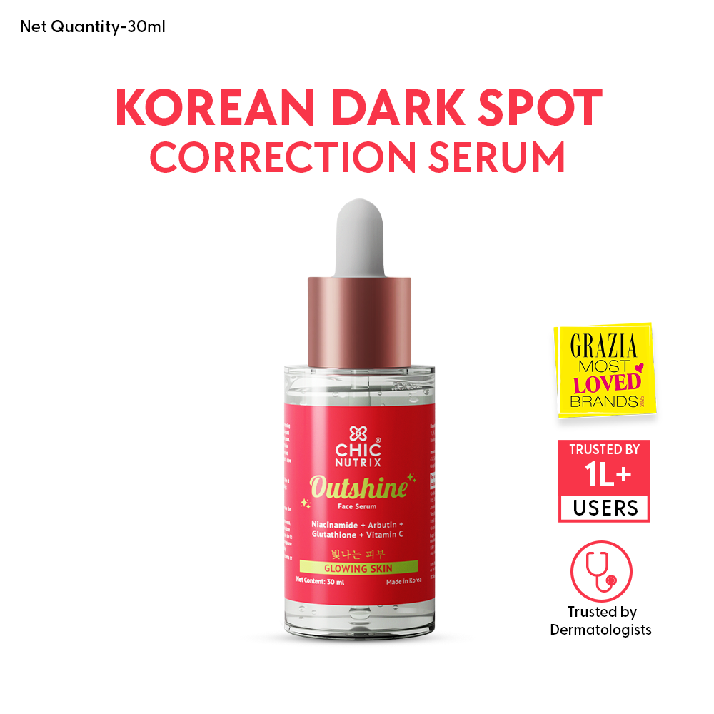 Outshine Korean Face Serum – Fades Dark Spots & Brightens Skin with Glutathione, Niacinamide & Vitamin C