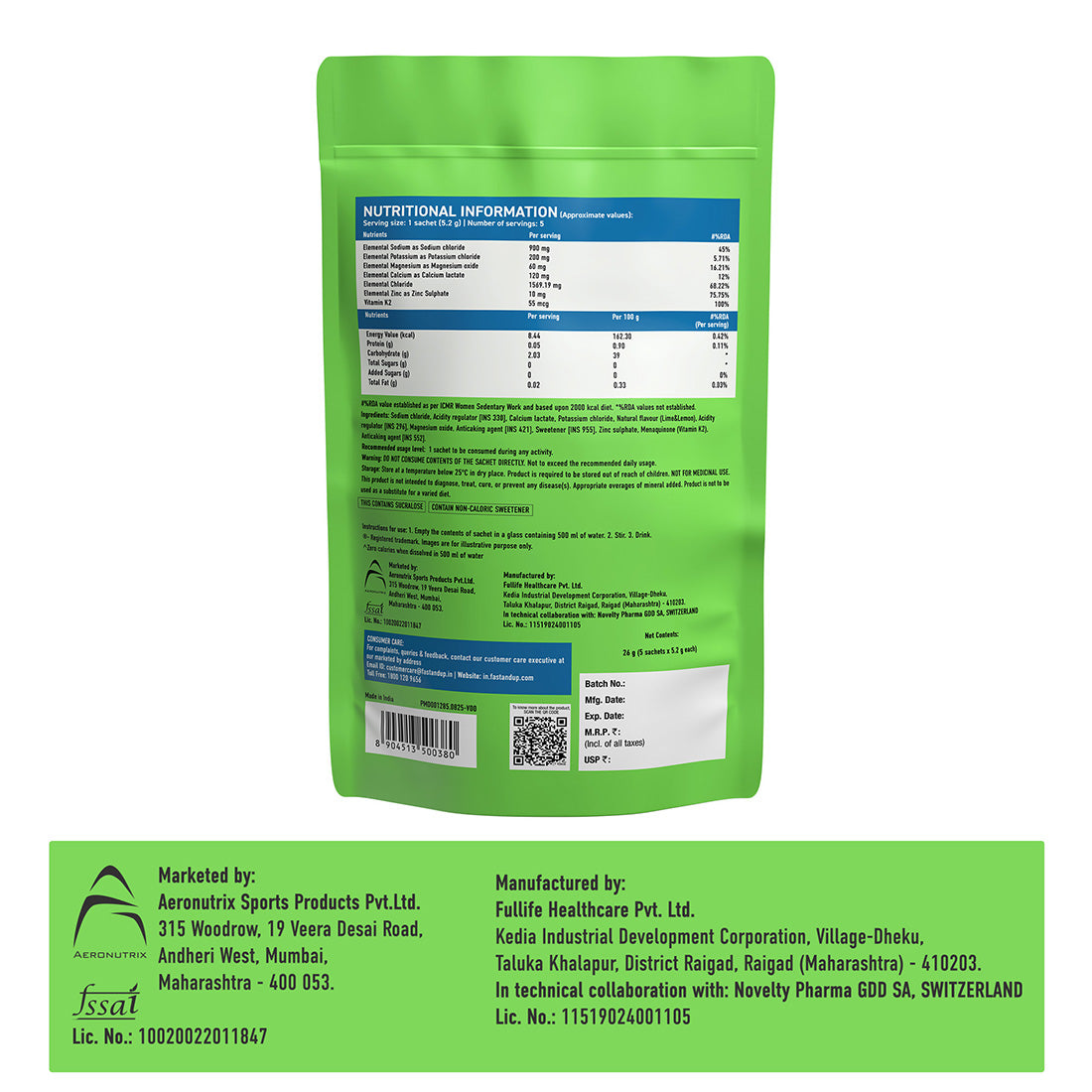 Fast&Up Reload Salts + High Sodium Electrolyte Mix - Lemonade 5's