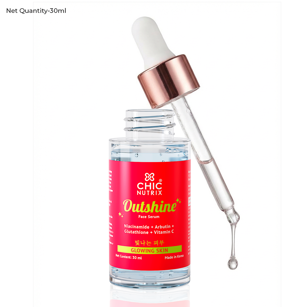 Outshine Korean Face Serum – Fades Dark Spots & Brightens Skin with Glutathione, Niacinamide & Vitamin C