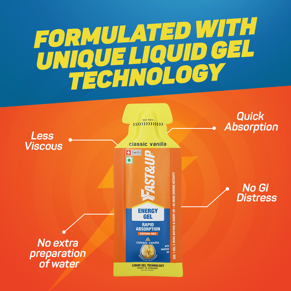 Fast&Up Energy Gel Non-Caffeinated - Classic Vanilla