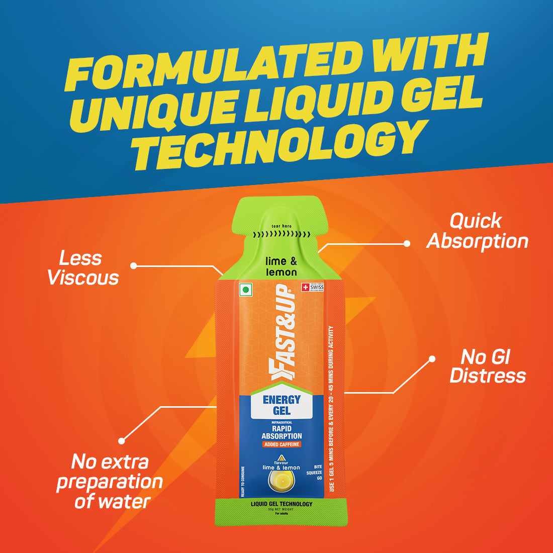 Fast&Up Energy Gel Caffeinated - Lime and Lemon