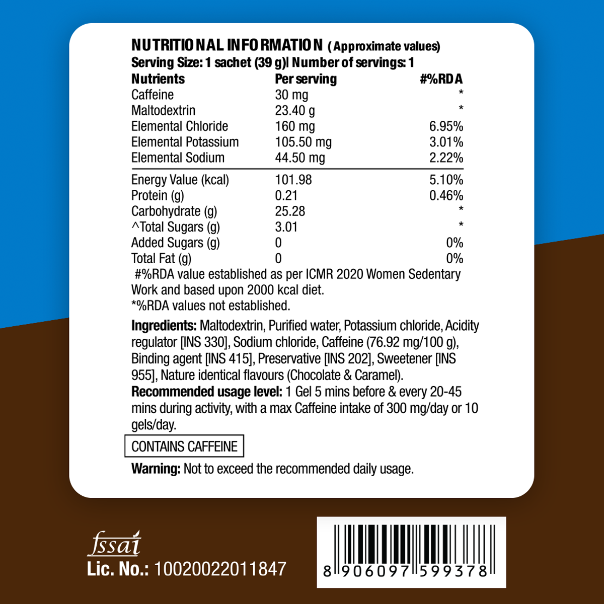 Energy Gel Mixed Berry Caffeinated 39g Pack of 6 + Energy Gel Chocolate Bourbon Caffeinated 39g Pack of 6