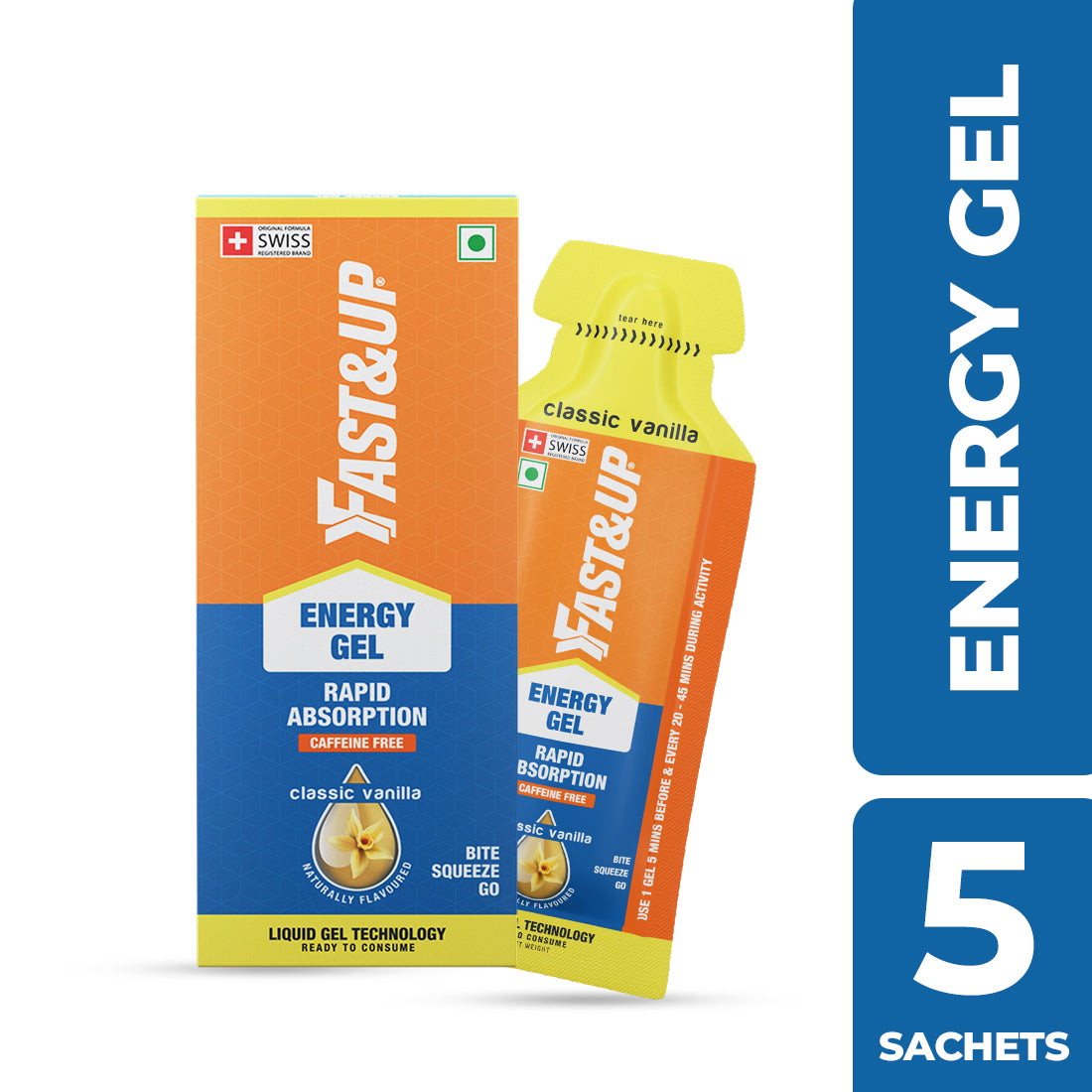 Fast&Up Energy Gel Non-Caffeinated - Classic Vanilla