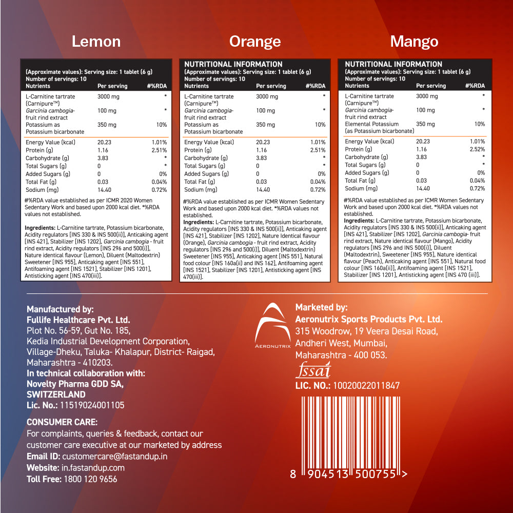 L-Carnitine 3000mg for Weight Loss- Assorted Flavors