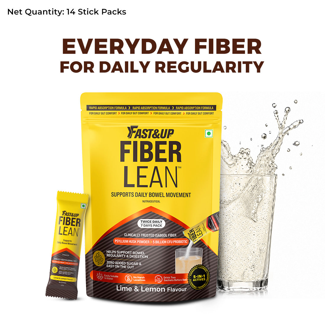 Daily Fiber | Isabgol For Constipation Relief & Better Digestion - Lime & Lemon