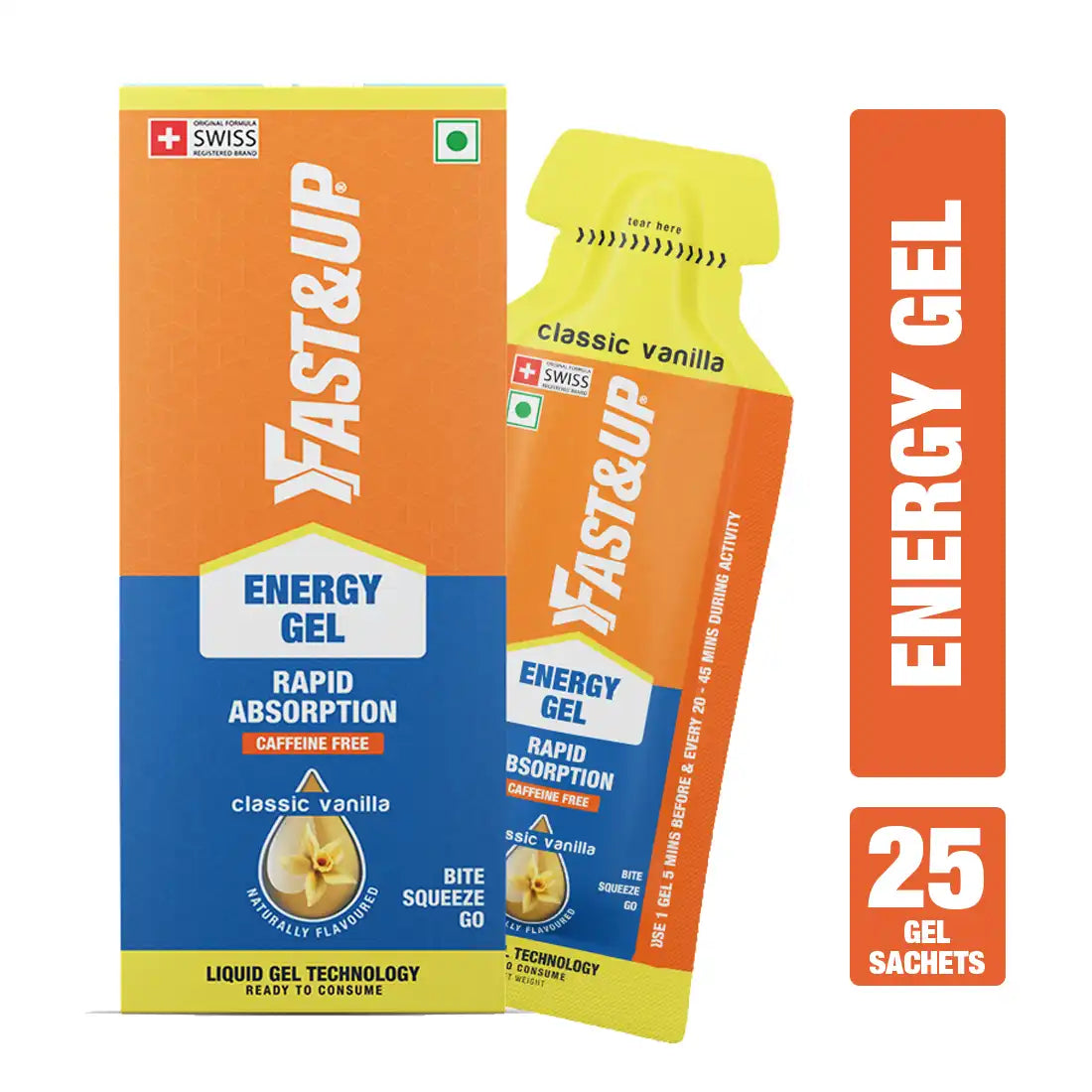 Fast&Up Energy Gel Non-Caffeinated - Classic Vanilla