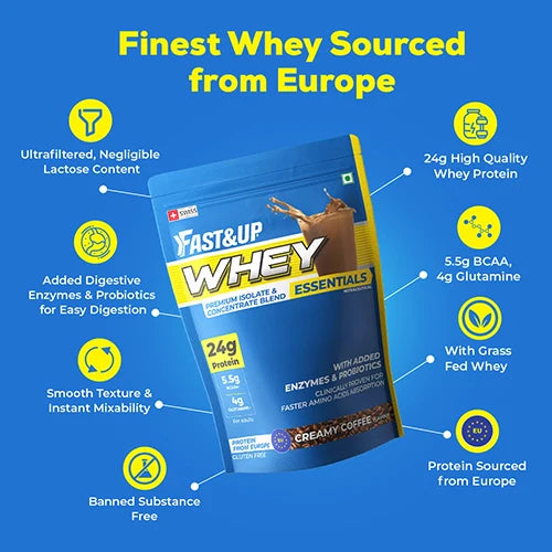 Fast&Up Whey Essentials - Premium Whey Isolate + Concentrate - Creamy Coffee