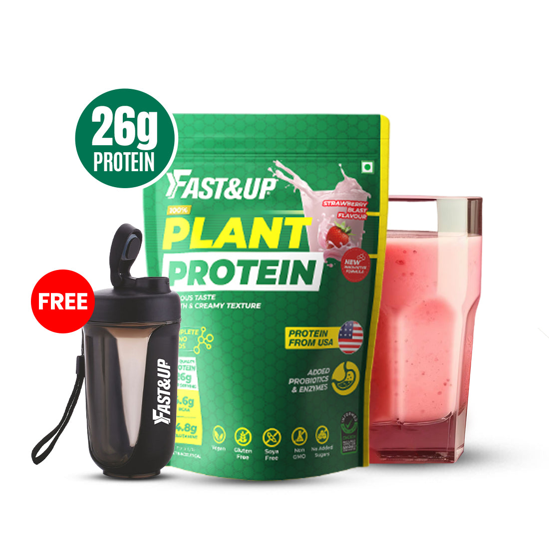 Plant Protein - Strawberry Blast - 25 Servings + Shaker