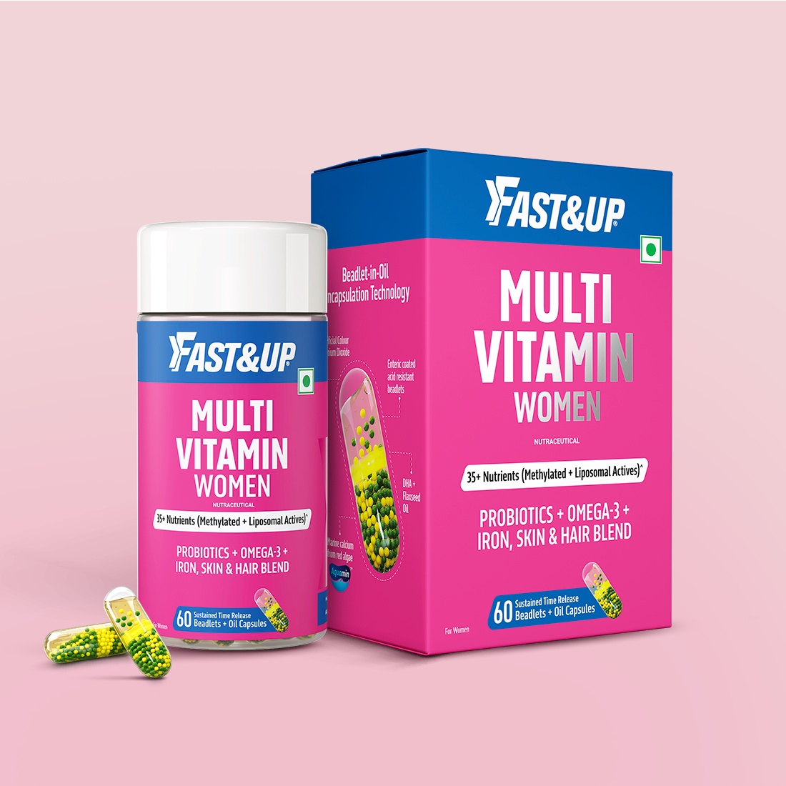 Multivitamin for Women with Probiotics, Omega-3, Iron & Beauty Blend