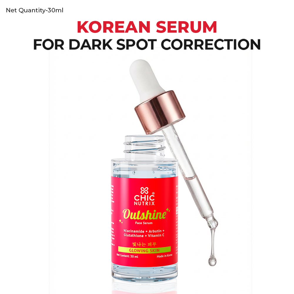 Outshine Korean Face Serum – Fades Dark Spots & Brightens Skin with Glutathione, Niacinamide & Vitamin C