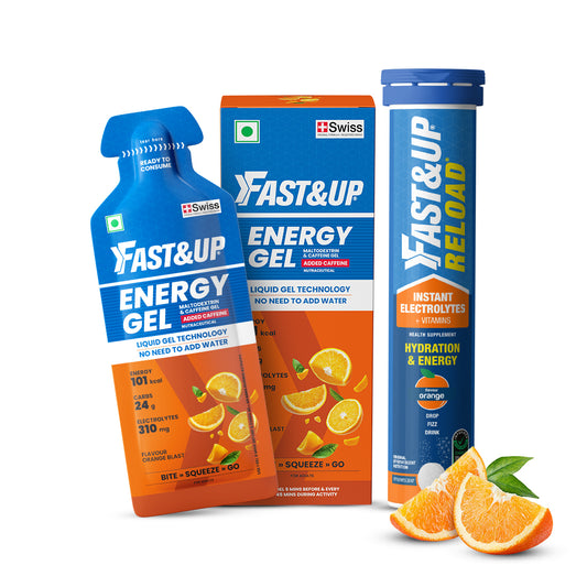 Reload Low Sugar Instant Hydration Drink + Energy Gel Instant Energy Combo - Orange + Orange Blast