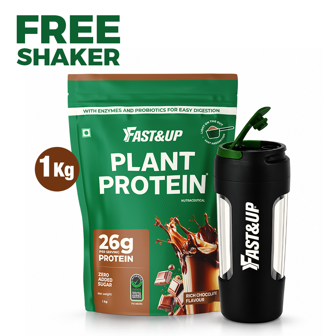 Plant Protein Rich Chocolate 1kg + Free Spillproof Shaker