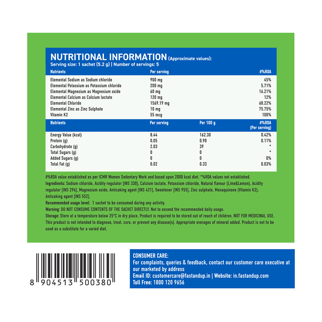 Fast&Up Reload Salts +  High Sodium Electrolyte Mix - Lemonade 5's