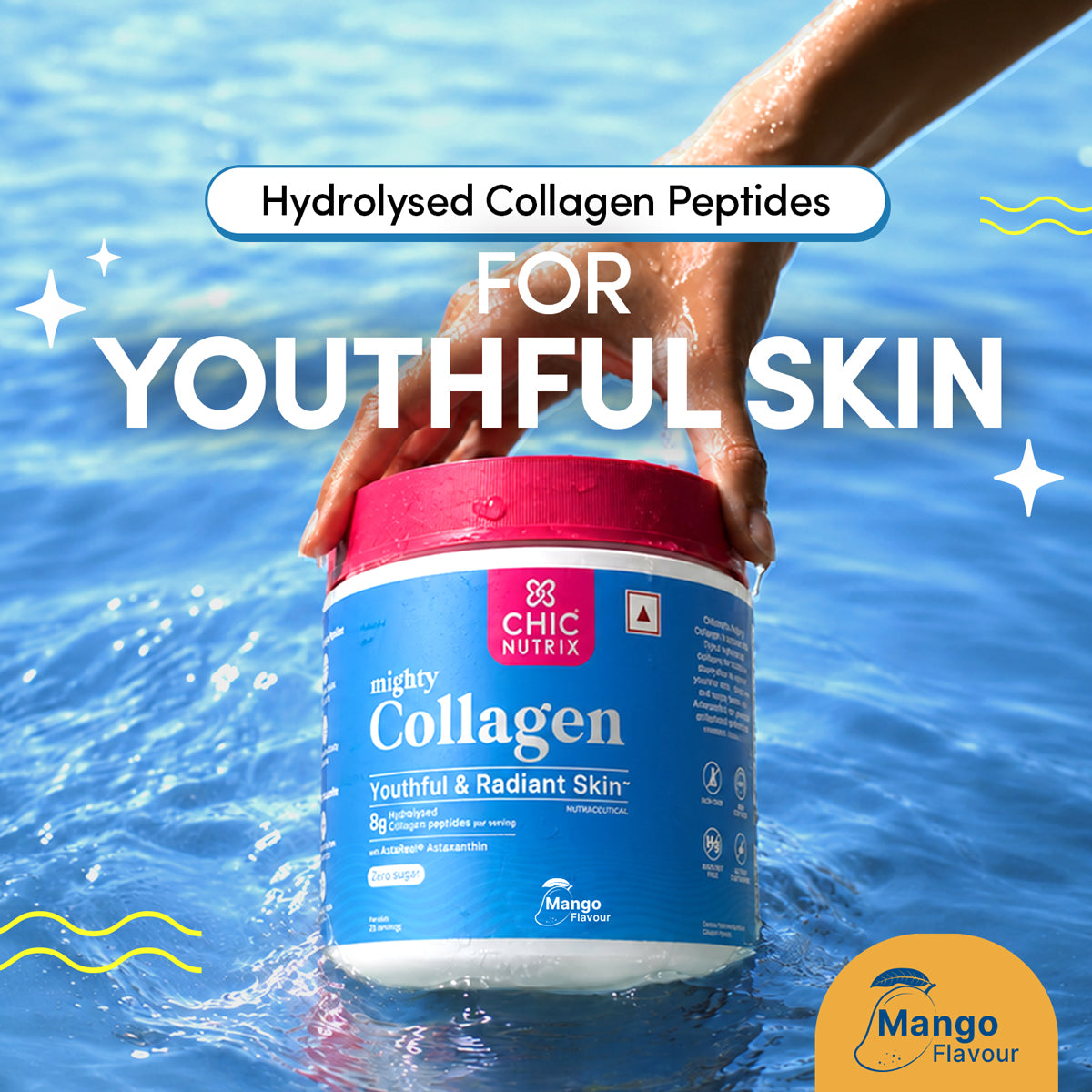 Mighty Collagen - Marine Collagen Supplement for Youthful Skin - Mango