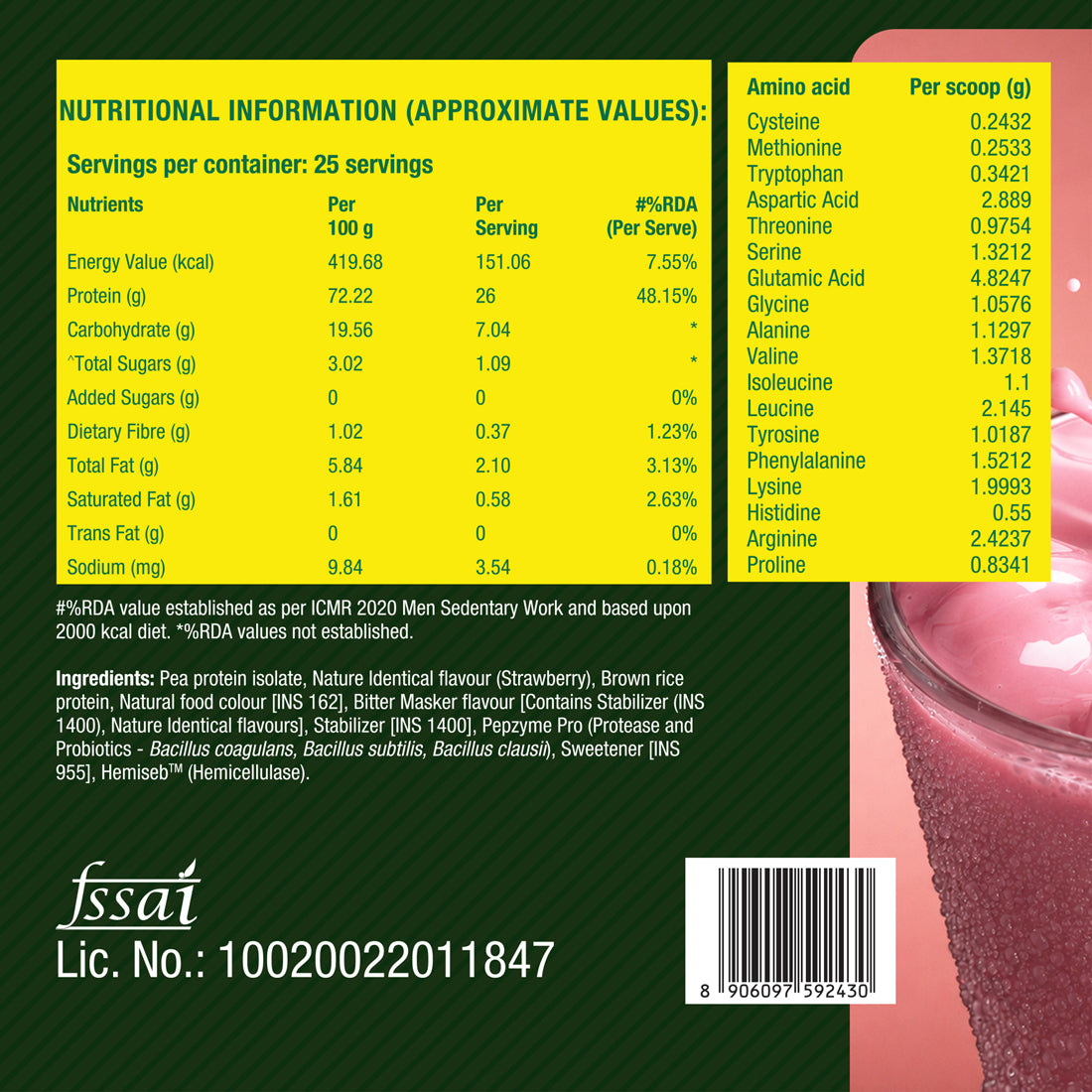 Plant Protein Strawberry Blast 25 Servings + Free Automatic Shaker