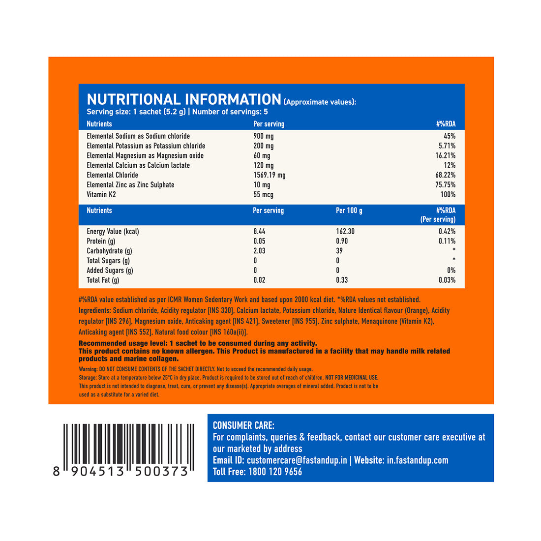Fast&Up Reload Salts +  High Sodium Electrolyte Mix - Orange 5's