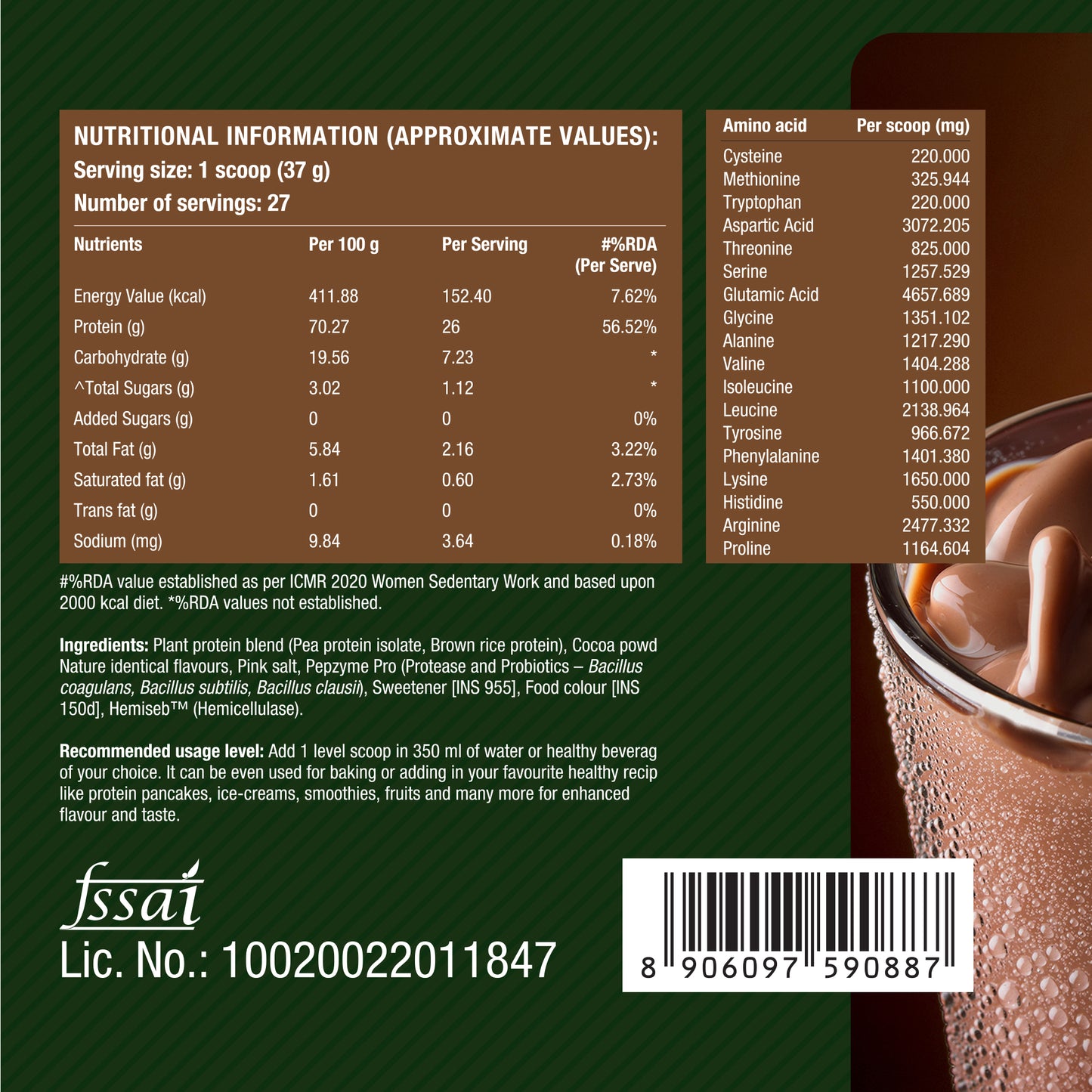 Plant Protein Rich Chocolate 1kg + Free Spillproof Shaker