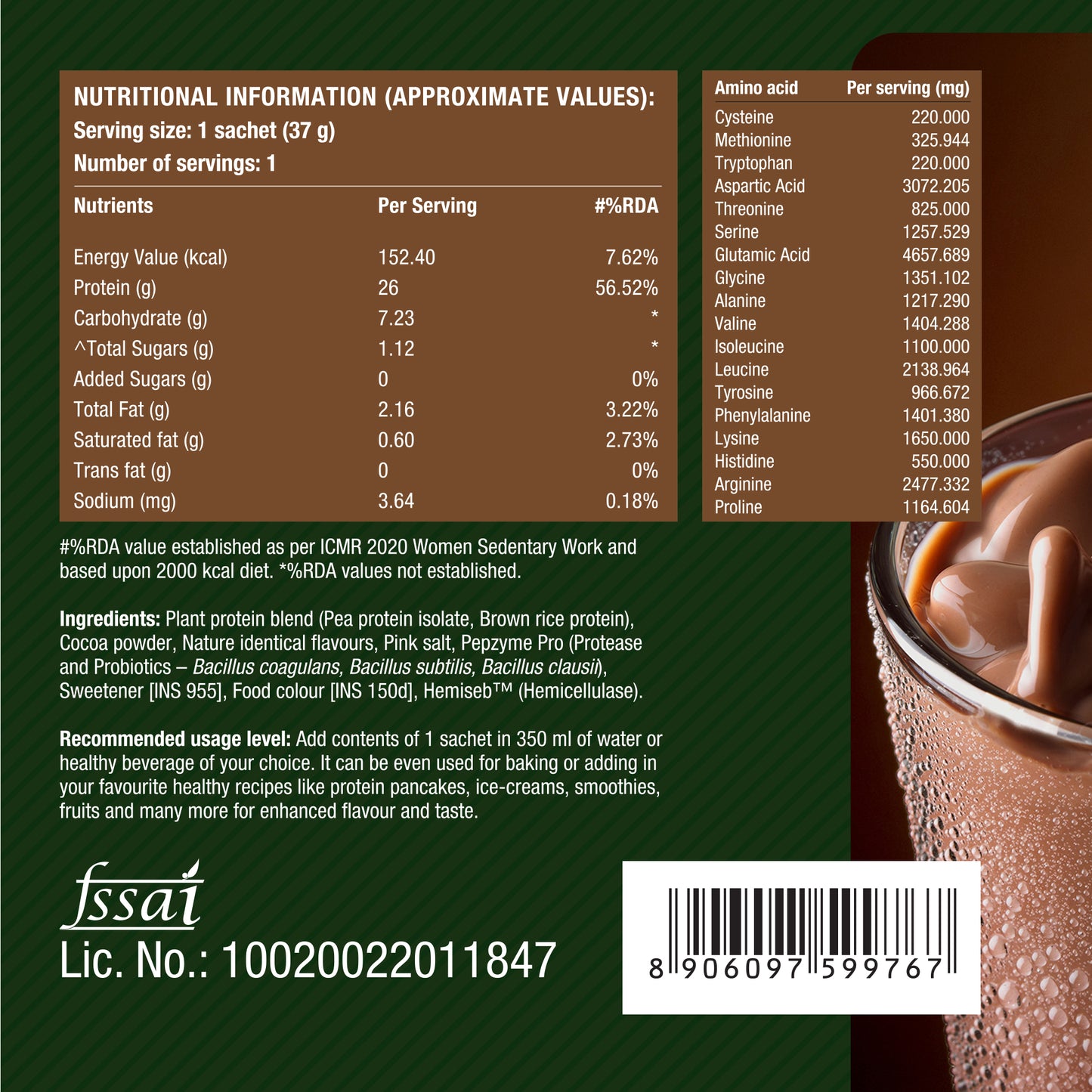 Plant Protein - Rich Chocolate - Single Serving Sachet