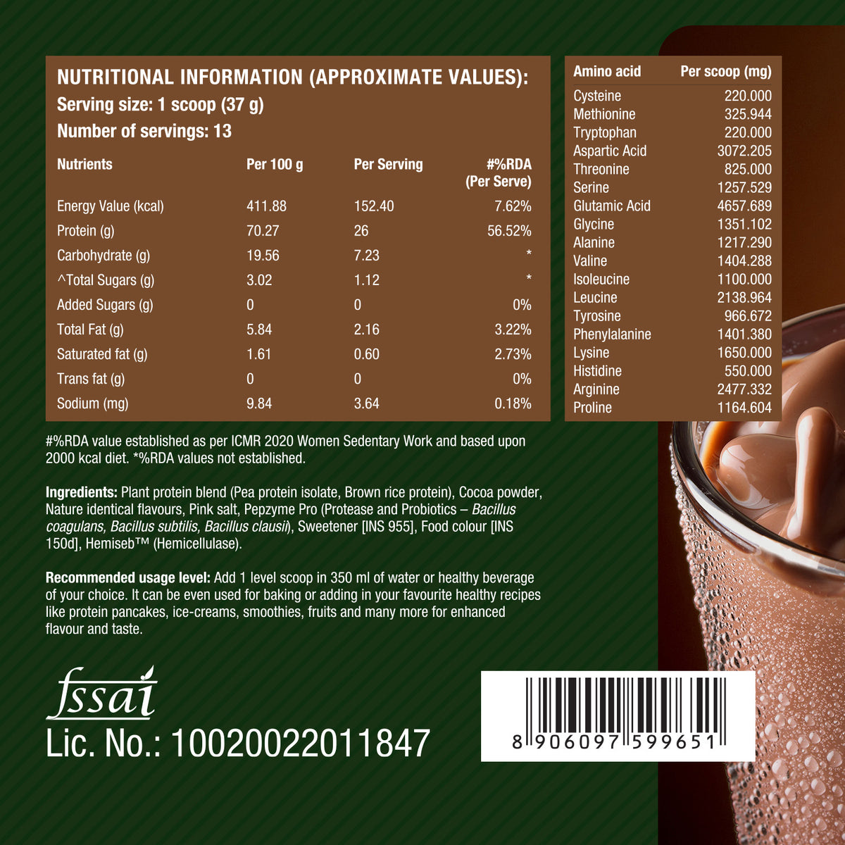 Plant Protein Rich Chocolate 500gms + Free Spillproof Shaker