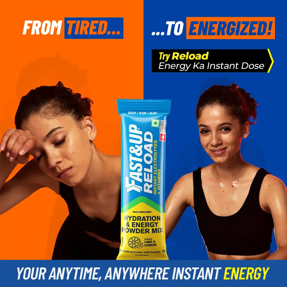 Fast&Up Reload: Portable Hydration & Energy Powder Mix Sachets