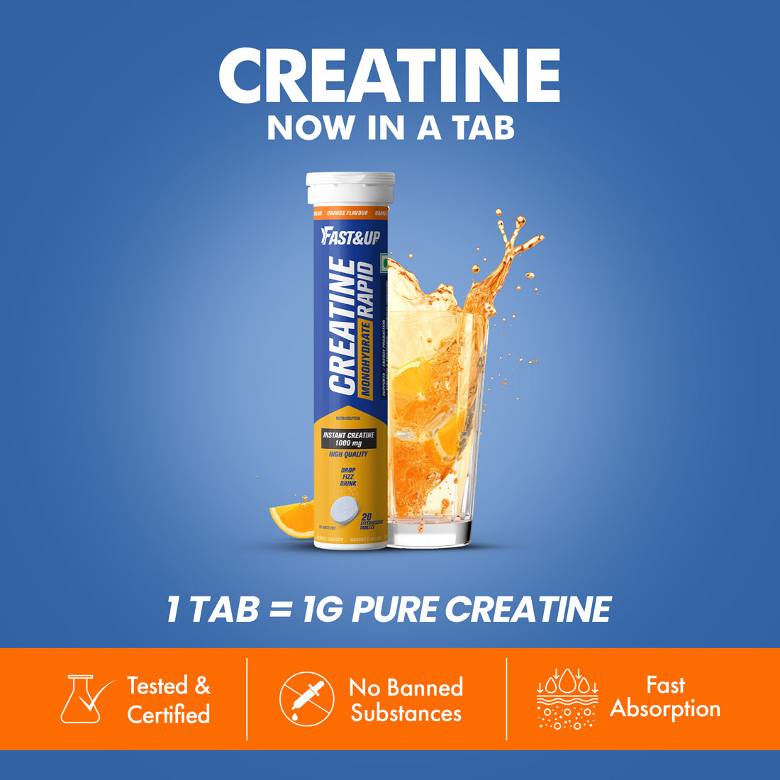 Creatine Rapid Effervescent - Orange Flavour Single