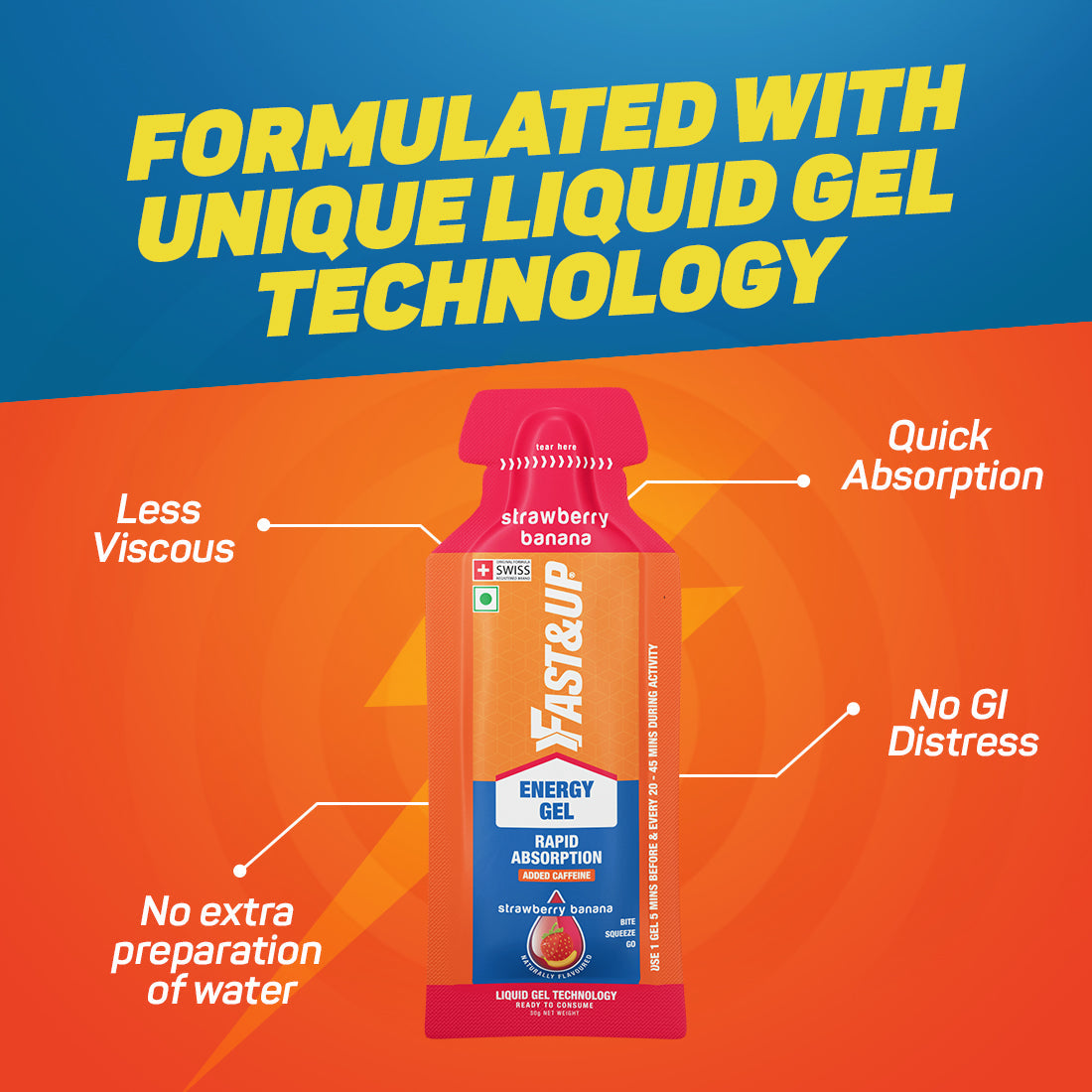 Fast&Up Energy Gel Caffeinated - Strawberry Banana