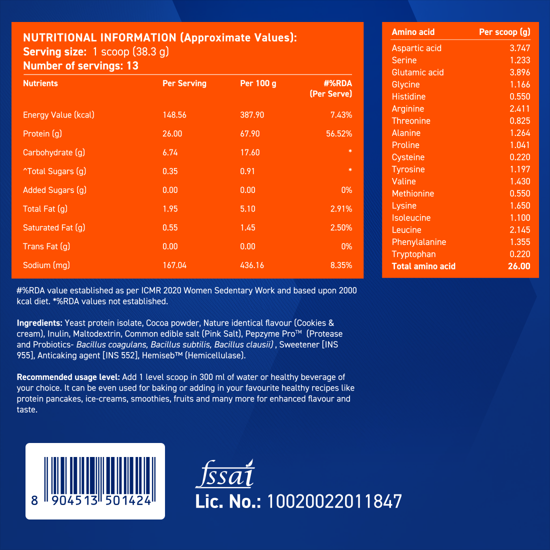 Yeast Protein - Cookies & Cream - 500g
