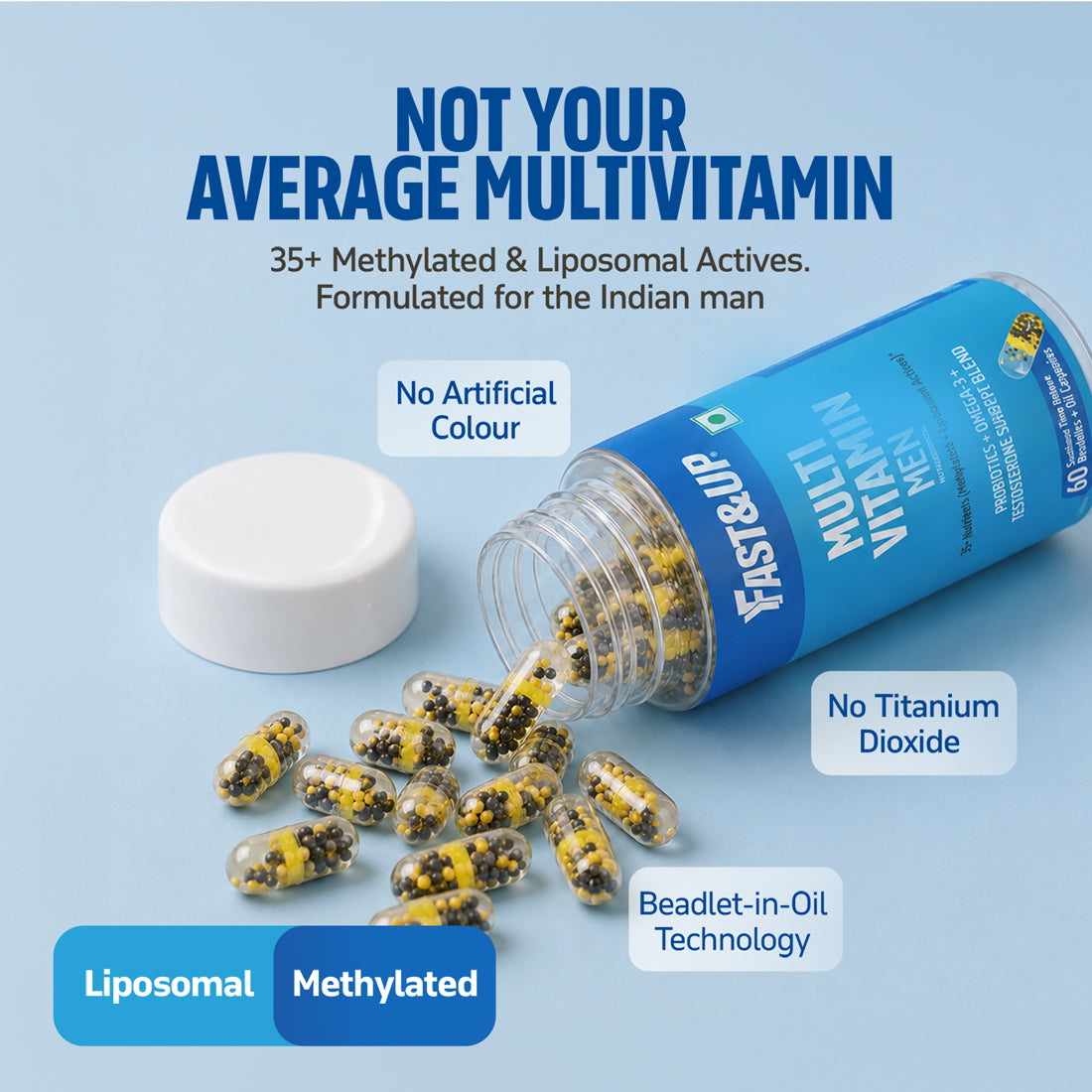 Multivitamin for Men with Probiotics, Omega-3 & Testosterone Blend