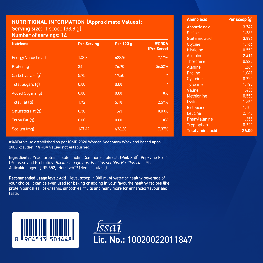 Yeast Protein - Unflavoured - 500g