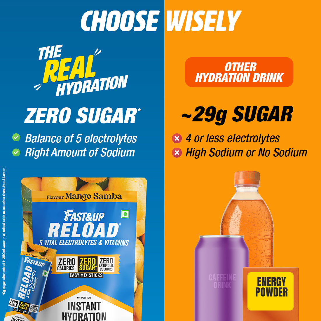 Reload Zero Sugar Instant Hydration Sticks- Mango Samba