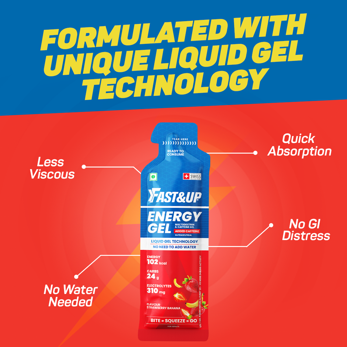 Reload Low Sugar Instant Hydration Drink + Energy Gel Instant Energy Combo - Berry + Strawberry Banana