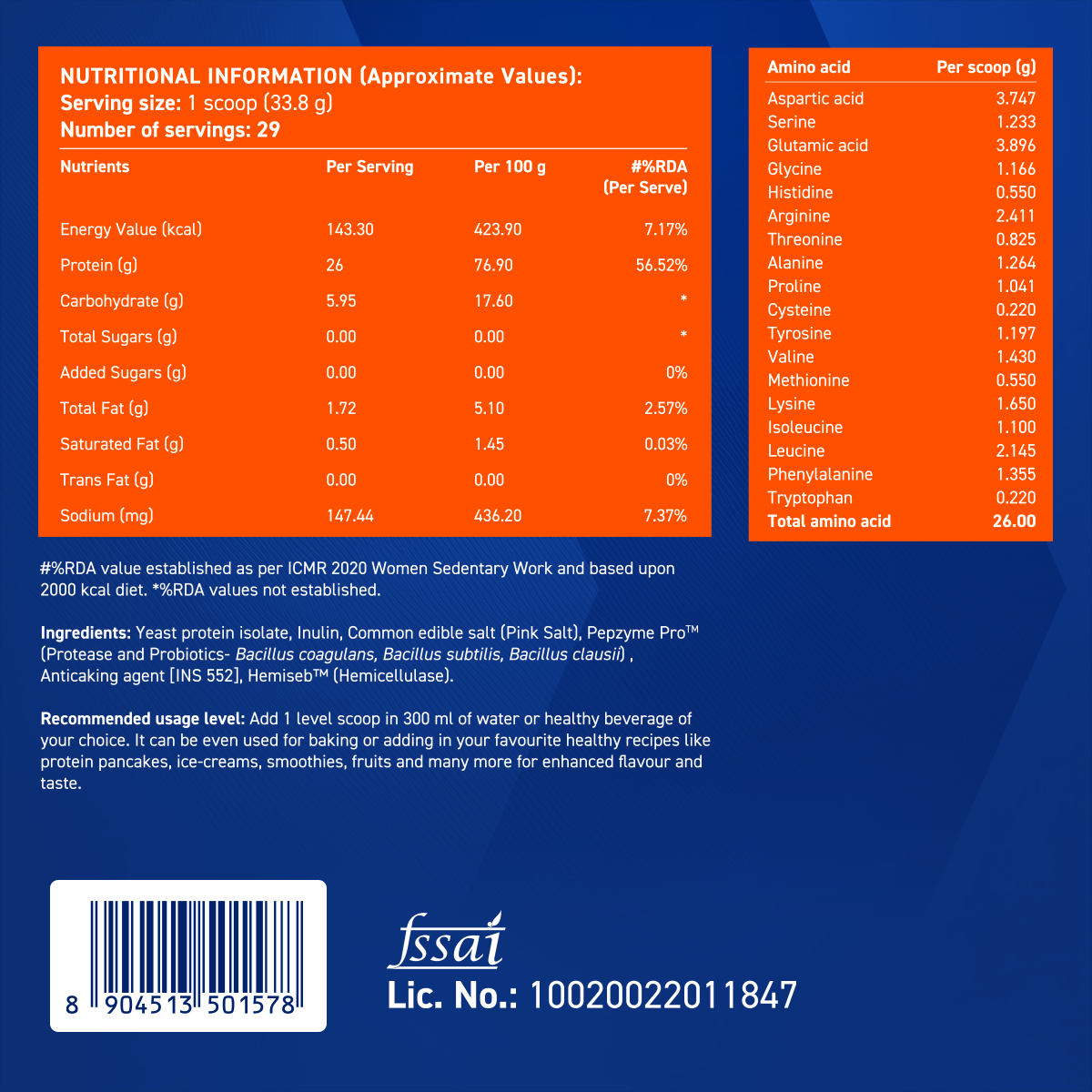 Yeast Protein - Unflavoured - 1kg