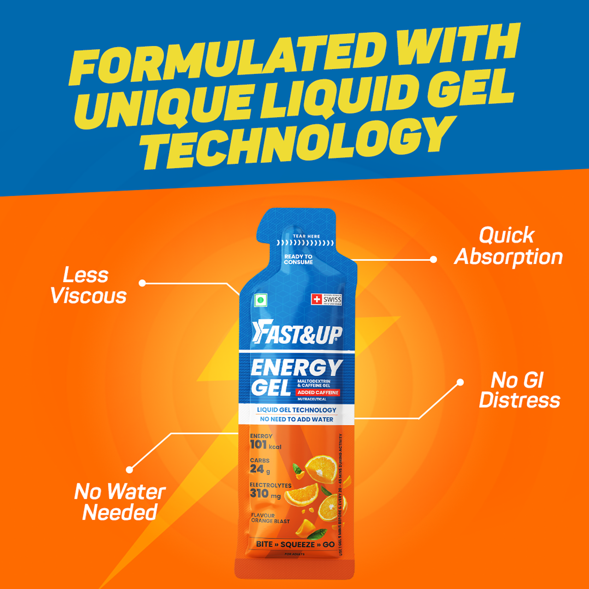 Reload Low Sugar Instant Hydration Drink + Energy Gel Instant Energy Combo - Orange + Orange Blast