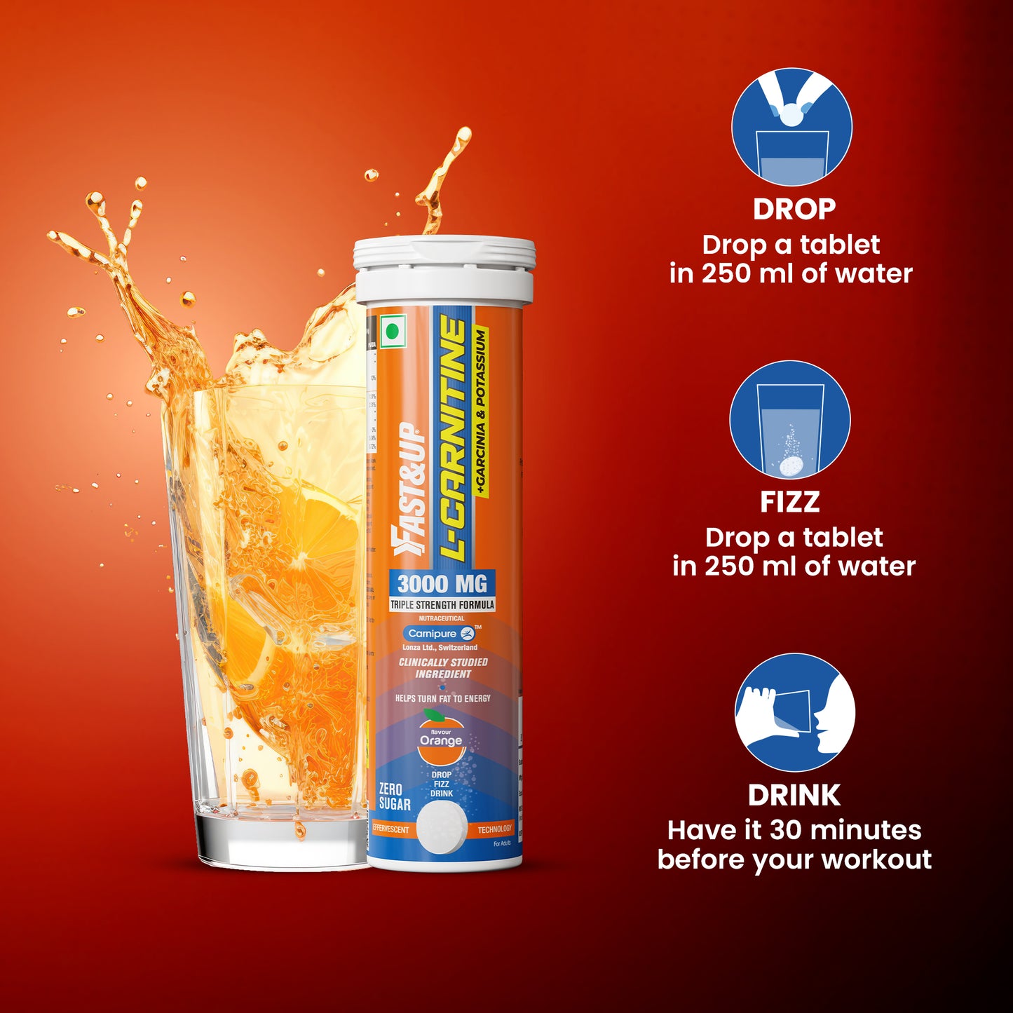 L-Carnitine 3000mg for Weight Loss - Orange