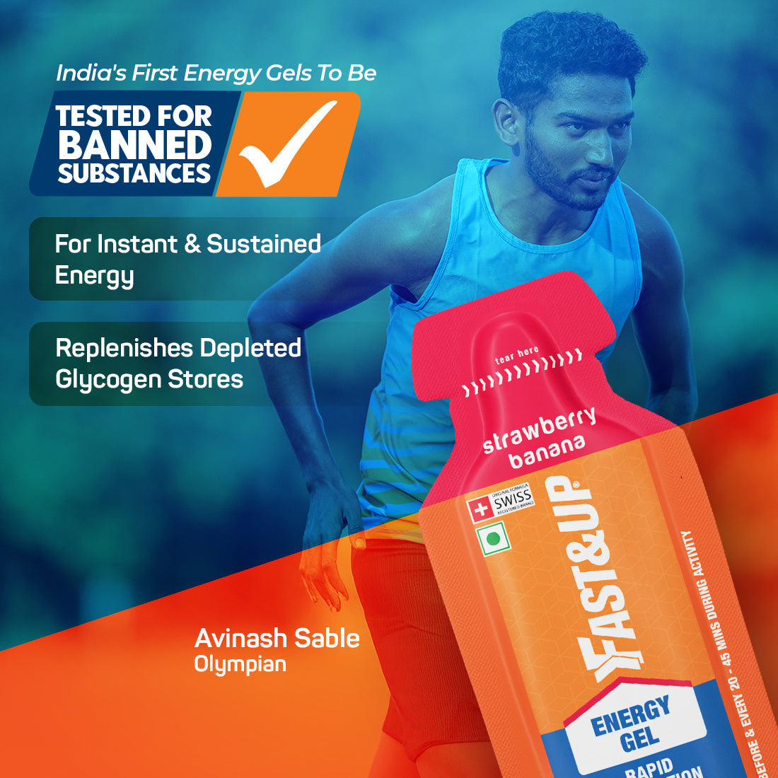Fast&Up Energy Gel Caffeinated - Strawberry Banana