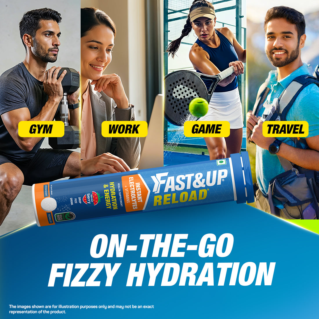 Reload Low Sugar Instant Hydration Drink + Energy Gel Instant Energy Combo - Berry + Strawberry Banana