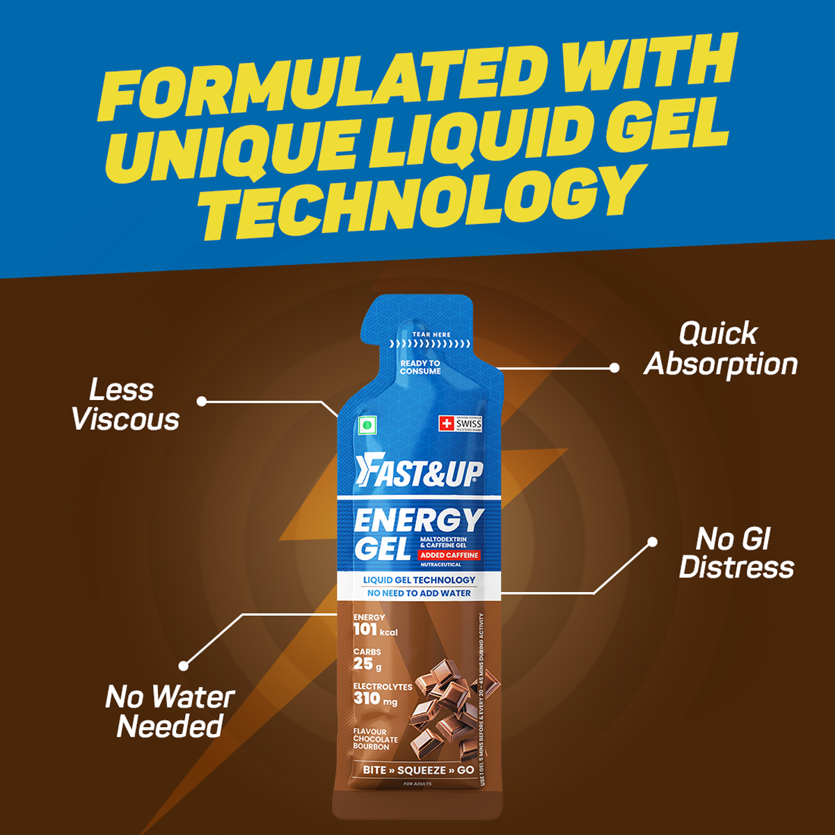 Energy Gel Mixed Berry Caffeinated 39g Pack of 6 + Energy Gel Chocolate Bourbon Caffeinated 39g Pack of 6