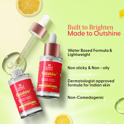 Outshine Korean Face Serum – Fades Dark Spots & Brightens Skin with Glutathione, Niacinamide & Vitamin C