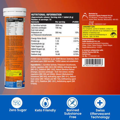 L-Carnitine 3000mg for Weight Loss - Orange