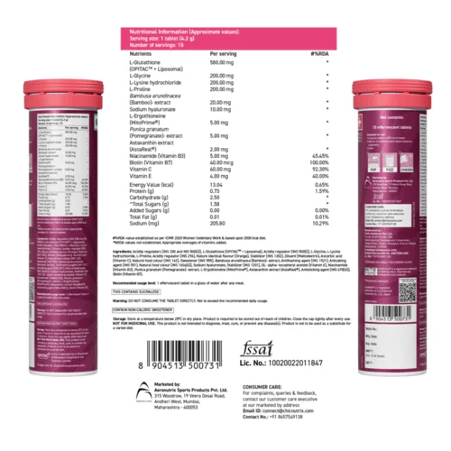 chicnutrix glutathione ingredients Glow Blackcurrant flavour Chicnutrix Glow Glutathione Tablets with