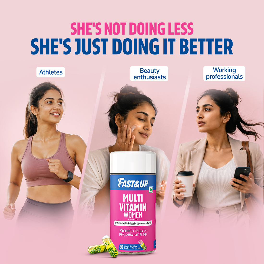 Multivitamin for Women with Probiotics, Omega-3, Iron & Beauty Blend