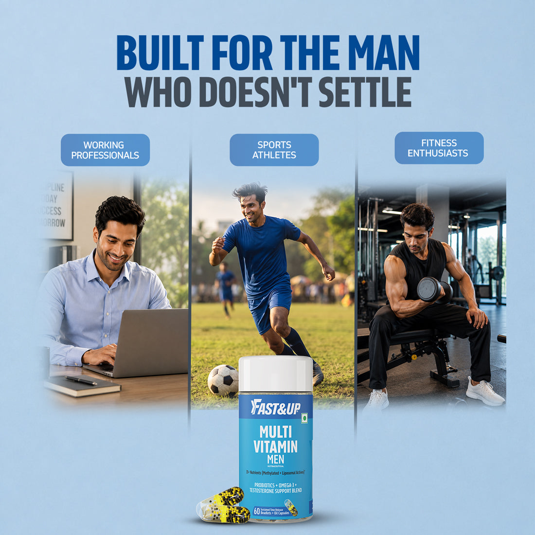 Multivitamin for Men with Probiotics, Omega-3 & Testosterone Blend