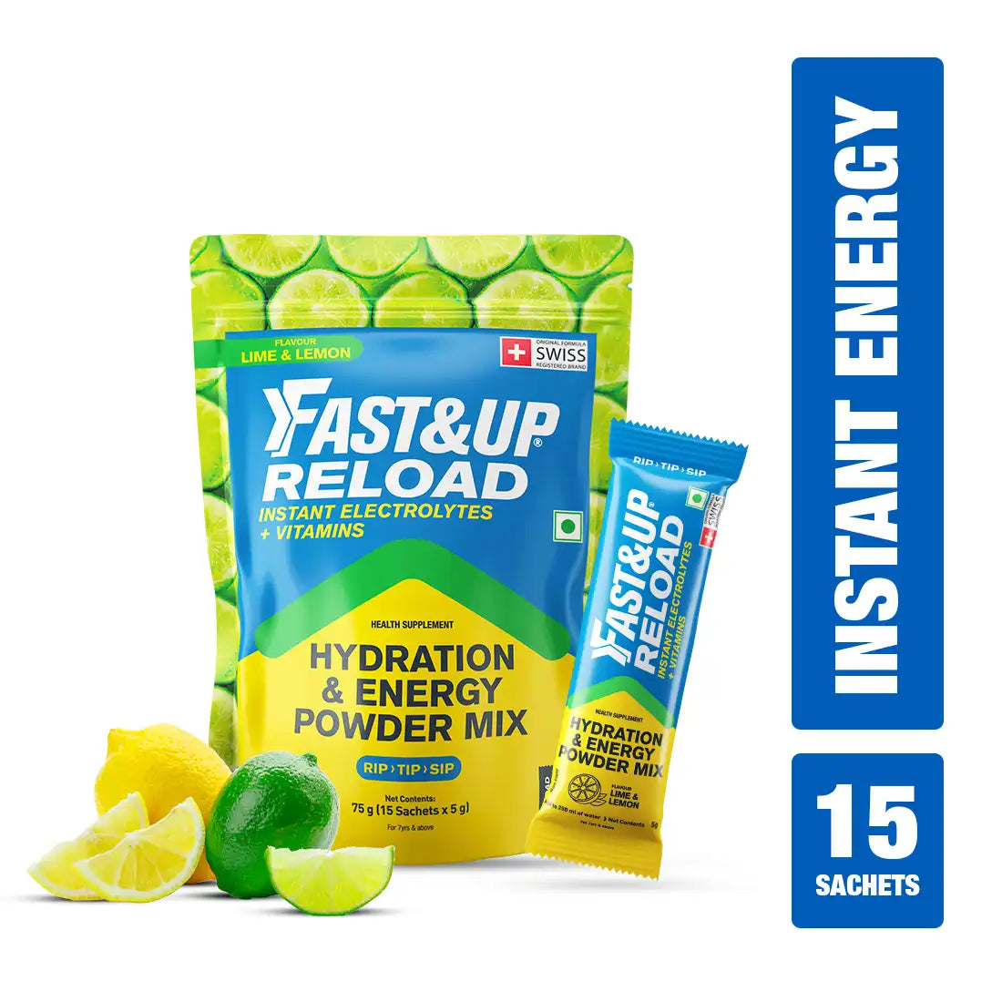Fast&Up Reload: Portable Hydration & Energy Powder Mix Sachets