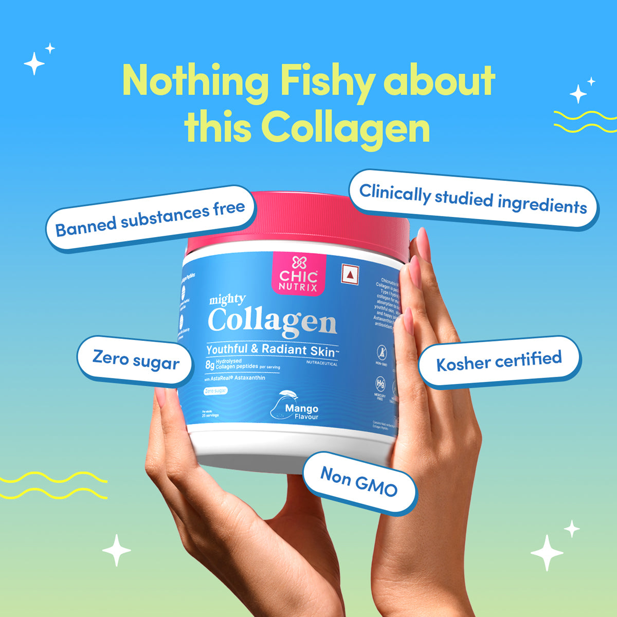 Mighty Collagen - Marine Collagen Supplement for Youthful Skin - Mango