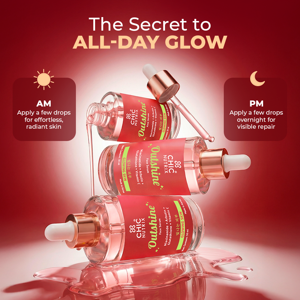 Outshine Korean Face Serum – Fades Dark Spots & Brightens Skin with Glutathione, Niacinamide & Vitamin C