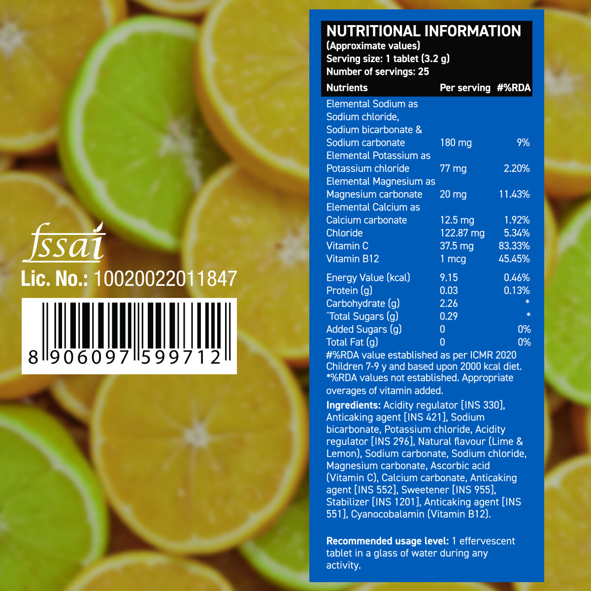 Reload Zero Instant Hydration Drink - Lime and Lemon - Single