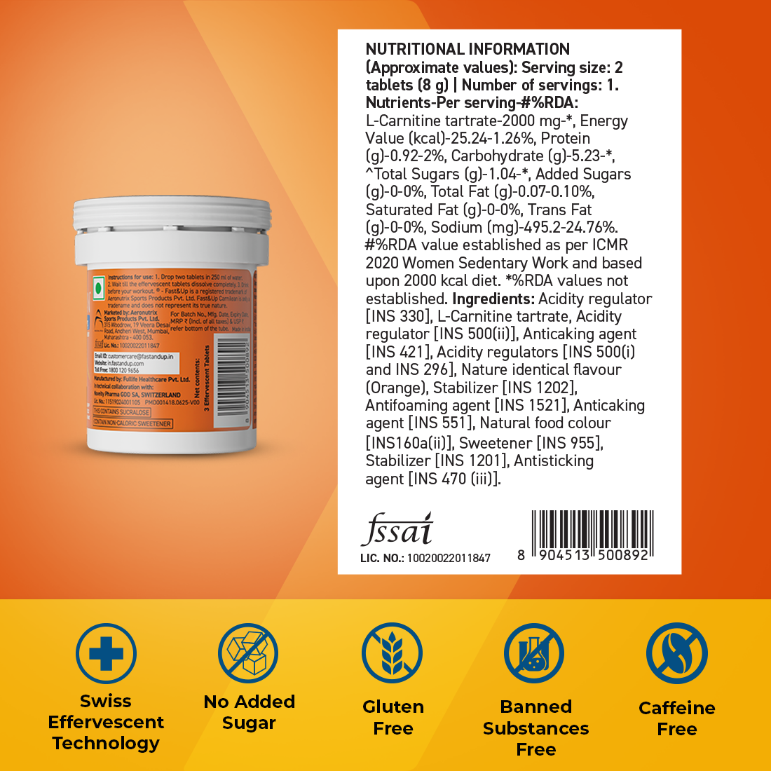 Carnilean 2000mg L-Carnitine For Weight Loss -  Orange | Mini Tube