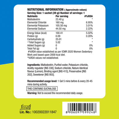 Energy Gel - Non Caffeinated - Zesty Lemon