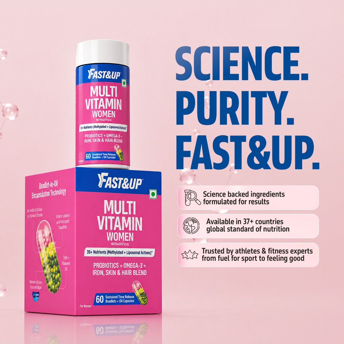 Multivitamin for Women with Probiotics, Omega-3, Iron & Beauty Blend