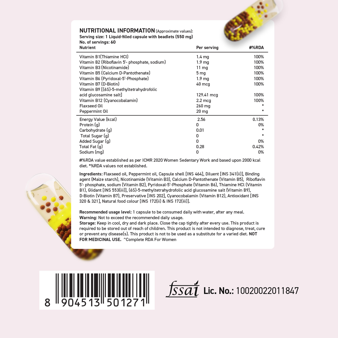 B12 + B Complex 100% RDA with Folic Acid & Vegan Omega-3
